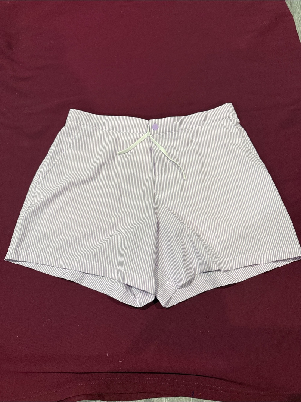 Abercrombie & Fitch Lavender Pinstripe Athletic Shorts - Picture 3 of 4